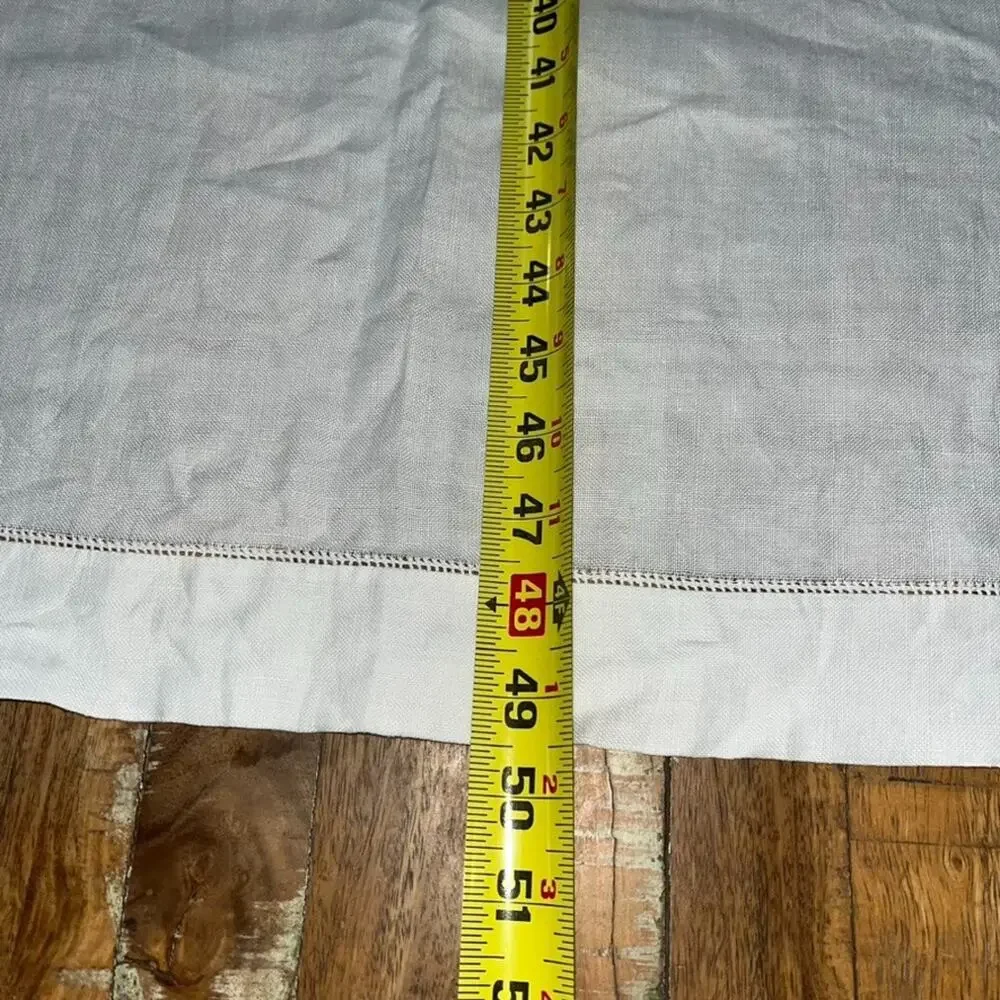 White Linen Tablecloth 49 x 52 in Delicate Cutwork & Hand-Done Drawnwork